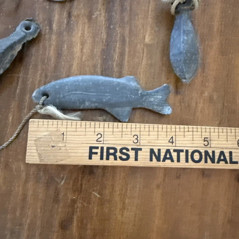 Vintage Lead Dredges Fish Torpedos Rope Hook Weight Really Cool